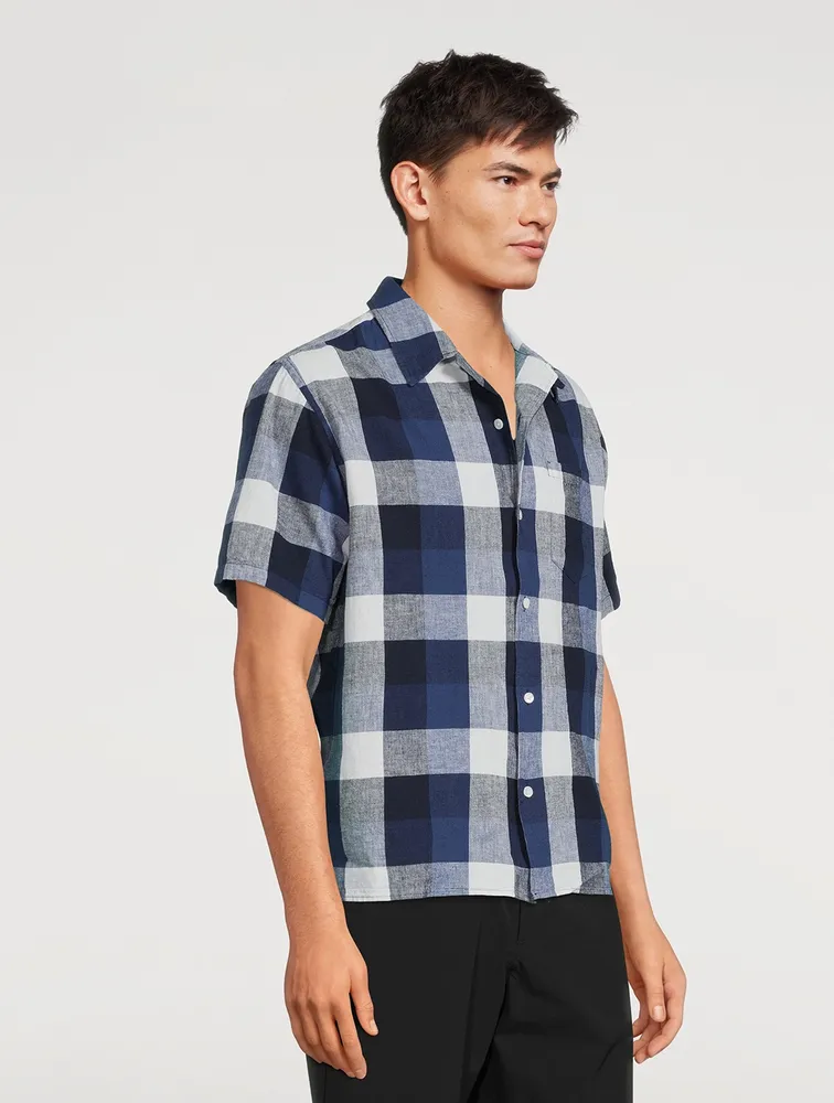 Carsten Cotton And Linen Shirt Check Print