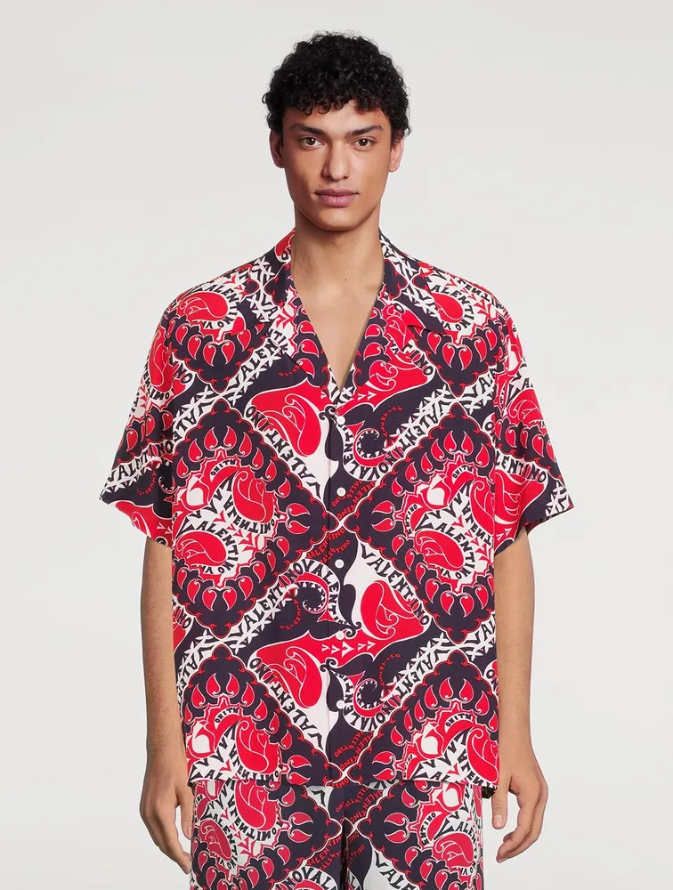 Silk Shirt In Archive Manifesto Bandana Print