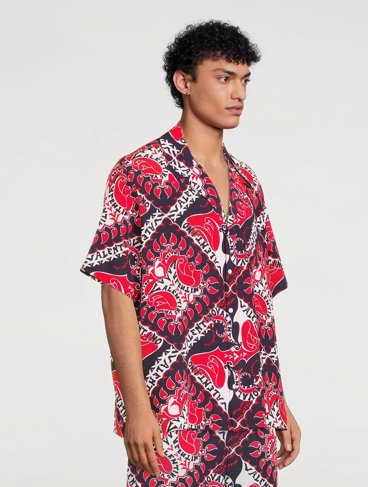 Silk Shirt In Archive Manifesto Bandana Print