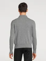 Wool Long-Sleeve Polo Sweater