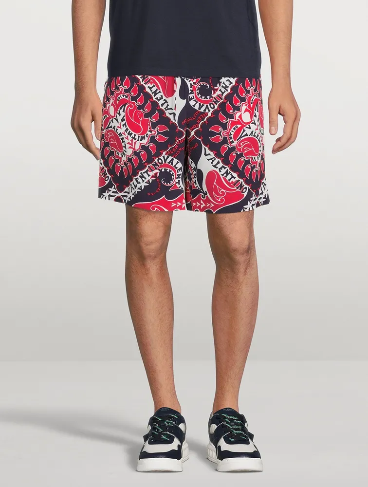 Silk Shorts In Archive Manifesto Bandana Print