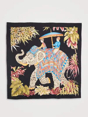 Silk Scarf In Elephant Print