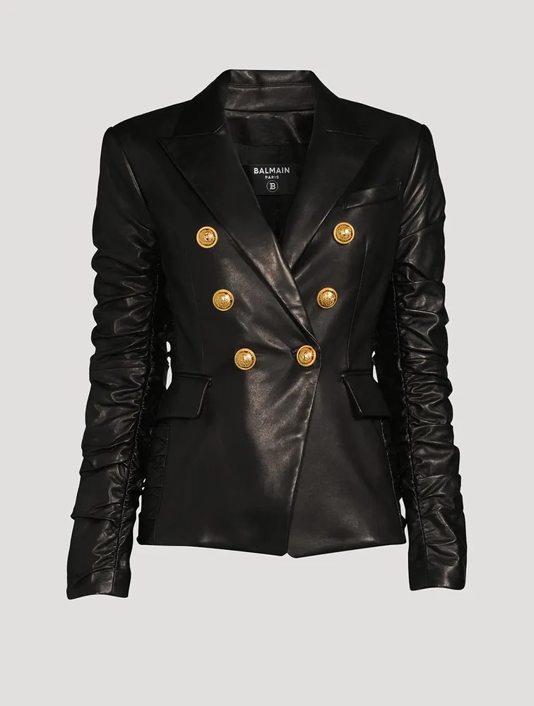 Leather Double-Breasted Blazer