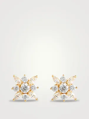 Snowflower 18K Gold Vermeil Stud Earrings