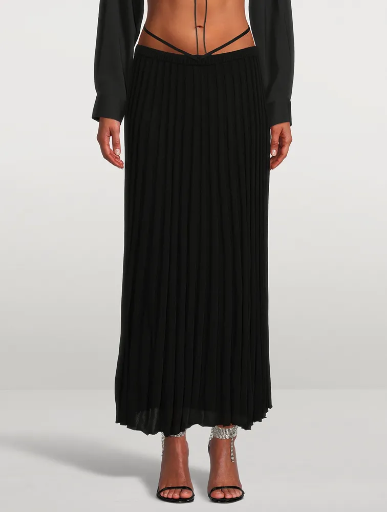 Pleated Knit Maxi Skirt