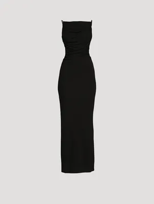 Sculpted Strap Ruched Maxi Dress