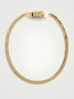 Gold-Plated Sterling Silver Herringbone Chain Bracelet