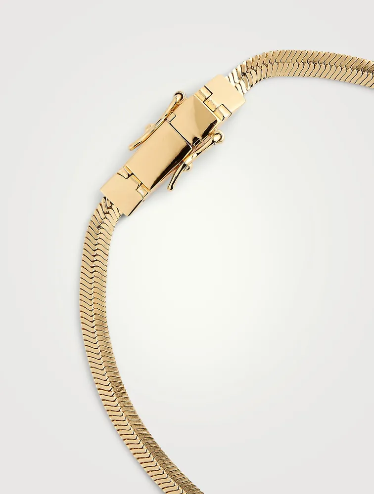 Gold-Plated Sterling Silver Herringbone Chain Bracelet
