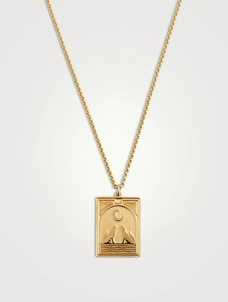 Tarot Moon Gold-Plated Sterling Silver  Pendant Necklace