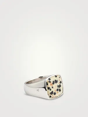 Medium Leopard Jasper Sterling Silver Cushion Ring