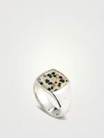 Medium Leopard Jasper Sterling Silver Cushion Ring