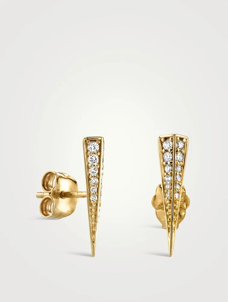 14K Gold Spike Earring With Diamonds