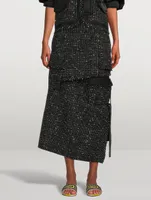 Tweed x Chiffon Midi Skirt