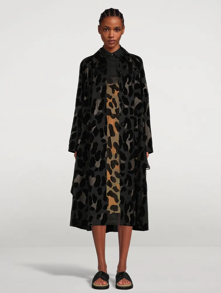 Belted Trench Coat Leopard Print