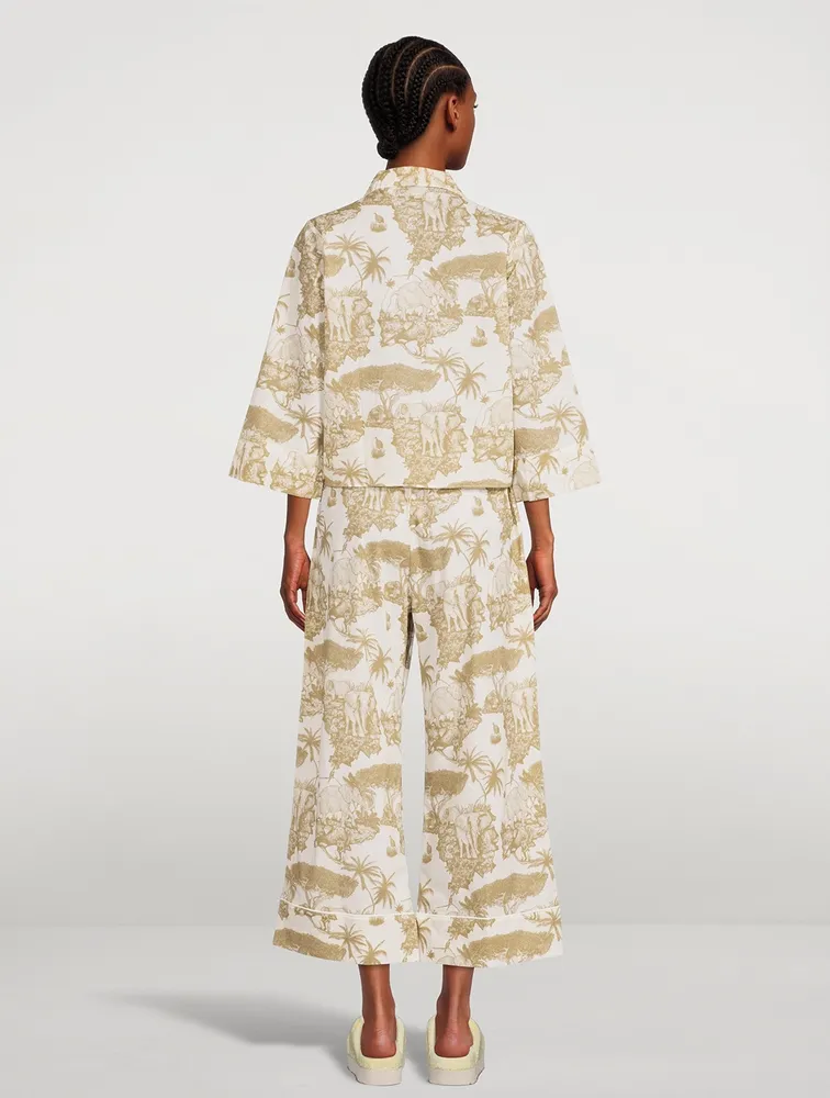 Boxy Shirt Pajama Set Loxodonta Print