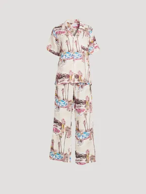 Cuban Long Linen Pajama Set The Good Life Print