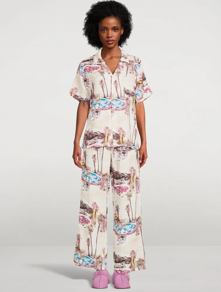 Cuban Long Linen Pajama Set The Good Life Print