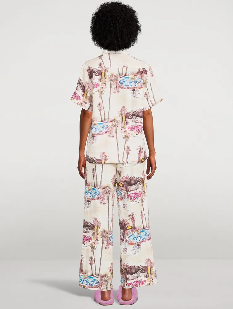 Cuban Long Linen Pajama Set The Good Life Print