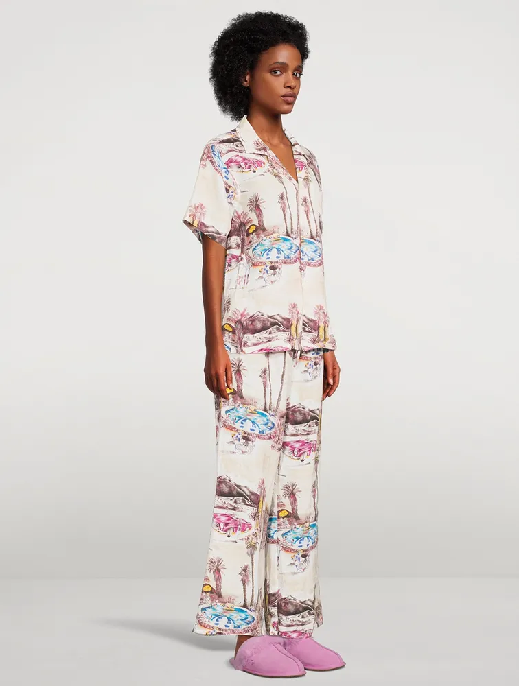 Cuban Long Linen Pajama Set The Good Life Print