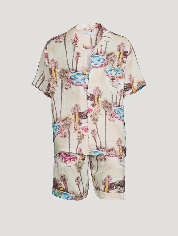 Cuban Long Linen Pajama Set The Good Life Print