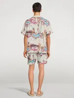 Cuban Long Linen Pajama Set The Good Life Print