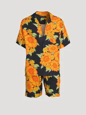 Cuban Linen Pajama Set Tithonia Print