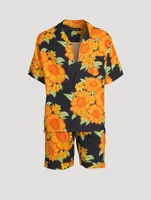 Cuban Linen Pajama Set Tithonia Print