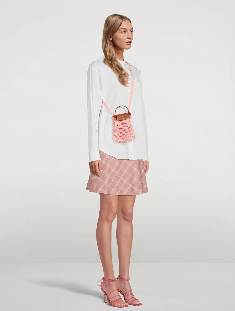 Longchamp Le Pliage Filet Knit Mesh Handel Bag Shopper ~NWT~ Blush