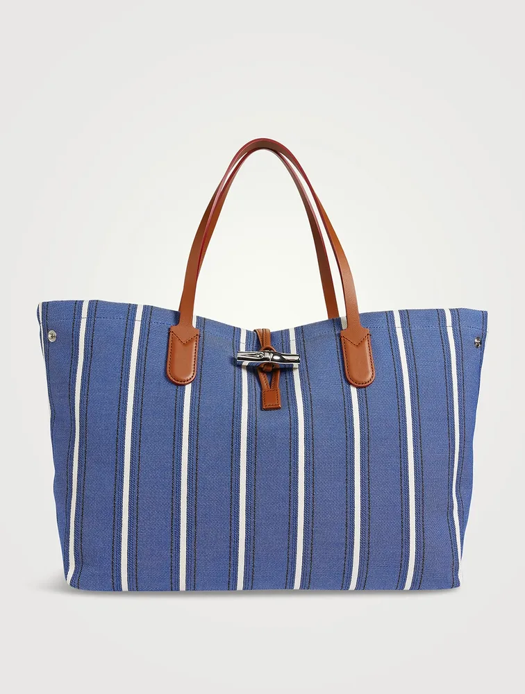 Large Roseau Shoulder Bag In Stripe Print