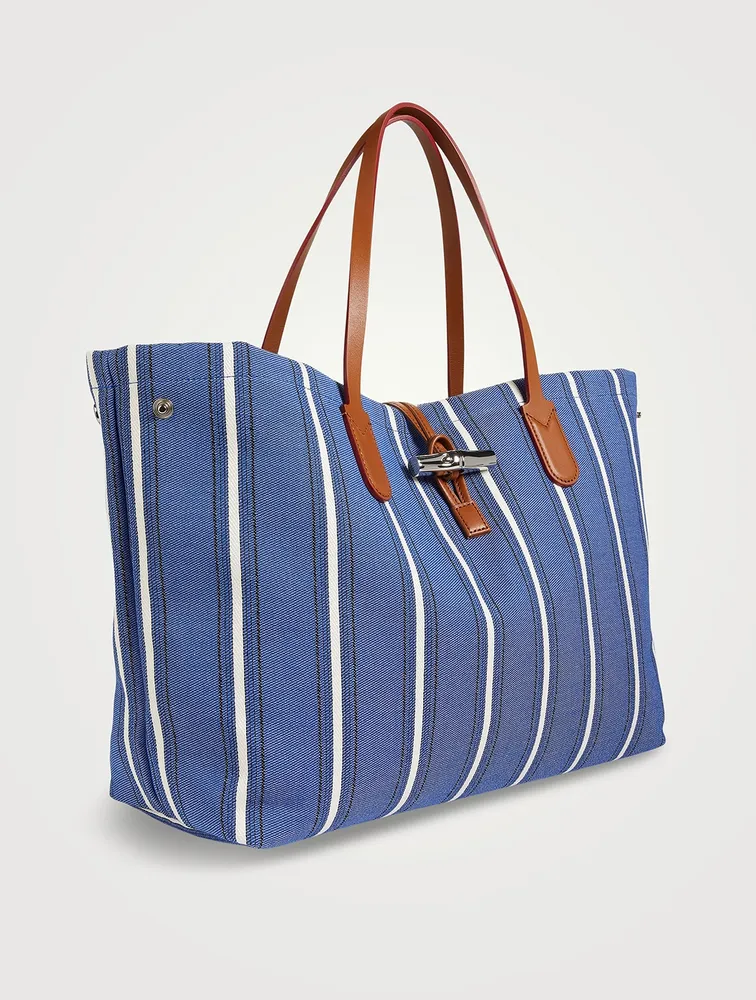 Large Roseau Shoulder Bag In Stripe Print