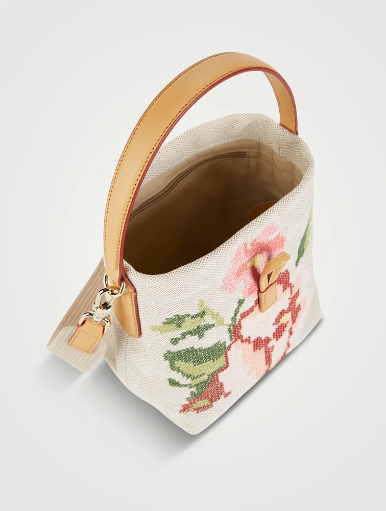 Small Roseau Fleurs Canvas Bucket Bag