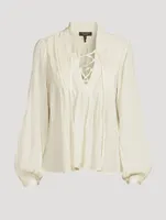 Sachi Lace-Up Peasant Blouse