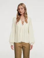 Sachi Lace-Up Peasant Blouse