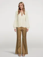 Sachi Lace-Up Peasant Blouse