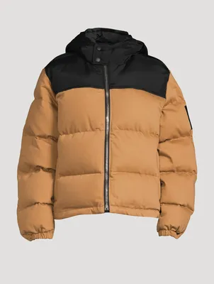 Colourblock Hooded Cotton Puffer Jacket