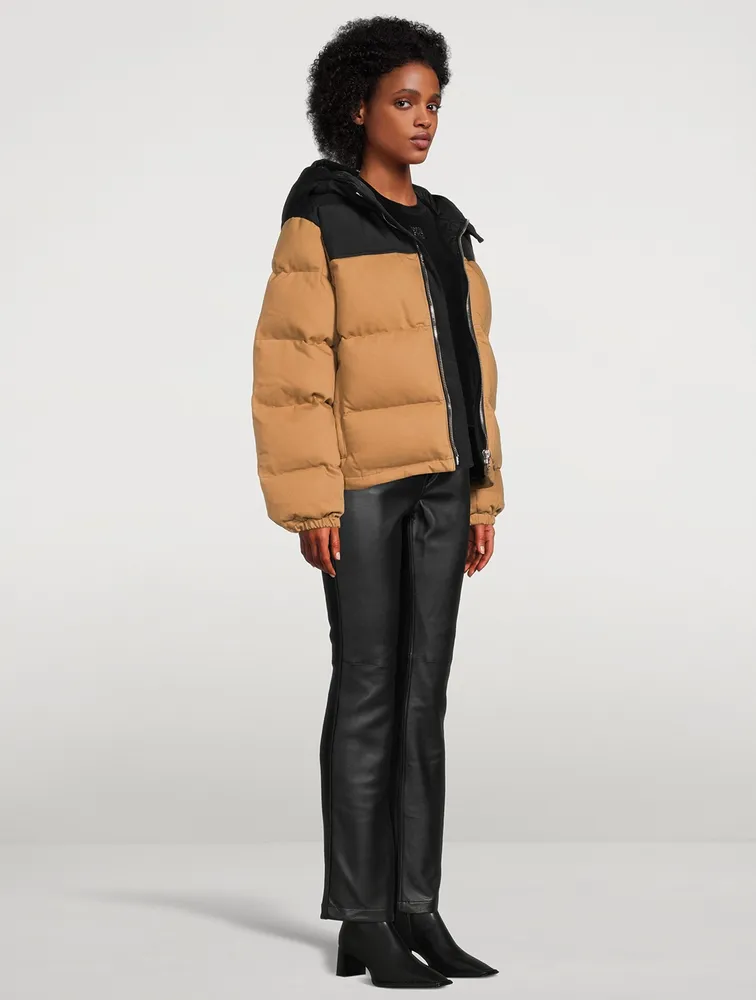 Colourblock Hooded Cotton Puffer Jacket