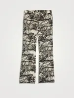 Floral Aloha Wool Stretch Flared Pants