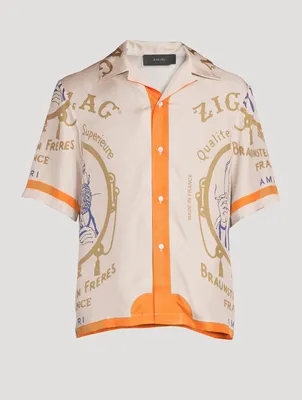 Zig Zag Silk Short-Sleeve Shirt