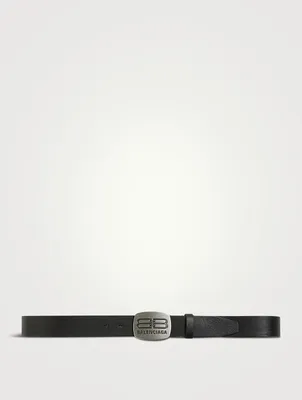 Leather Belt With Logo Plaque