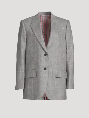Wool And Cashmere Windowpane Check Flannel Jacket