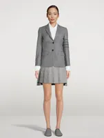 Wool Dropped Back Pleated Mini Skirt Windowpane Print