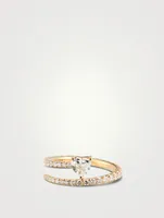 18K Gold Heart Diamond Pavé Coil Ring