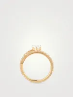 18K Gold Heart Diamond Pavé Coil Ring