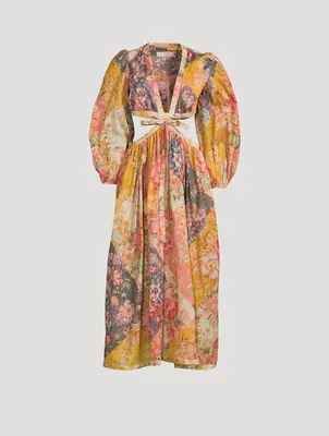 Pattie Cut-Out Midi Dress Floral Print