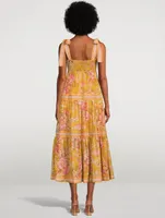 Pattie Tie-Shoulder Midi Dress Floral Print
