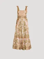 Lyre Midi Dress Palm Print