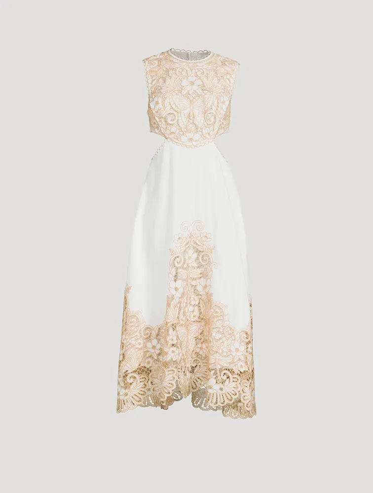 Jeannie Embroidered Midi Dress