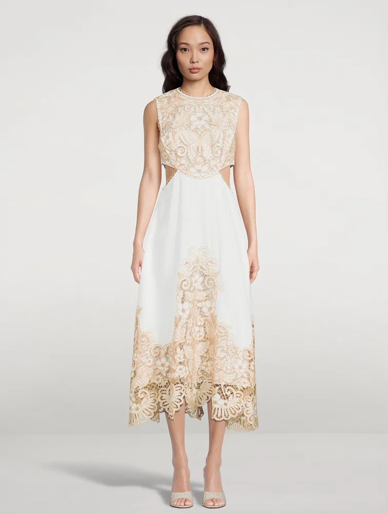 Jeannie Embroidered Midi Dress