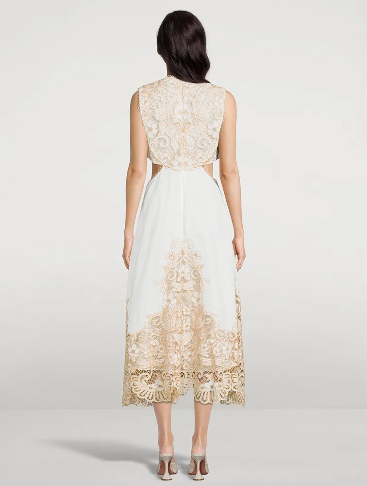 Jeannie Embroidered Midi Dress