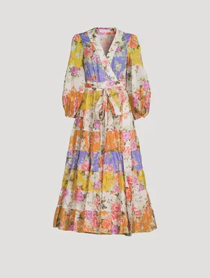 Pattie Wrap Midi Dress Floral Print